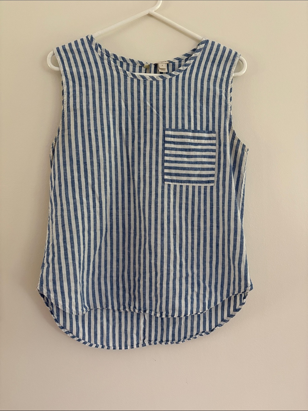J. Crew Blue and White Striped Sleeveless Blouse